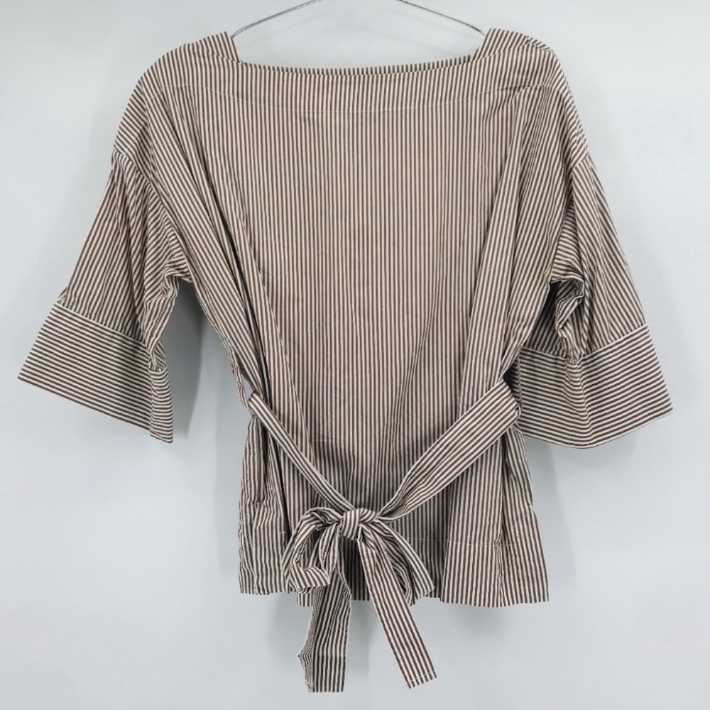 Everlane Striped Blouse Brown White Size 0